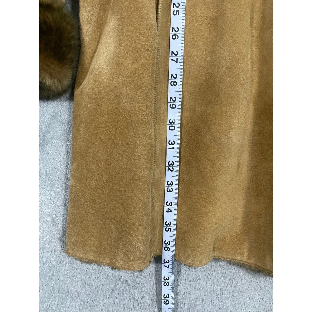 LNR‎ La Nouvelle Renaissance Jacket Sz L Tan Suede Faux Fur Shearling Penny Lane
